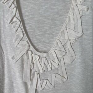 Chic V-Neck Sweater with Ruffle Detail